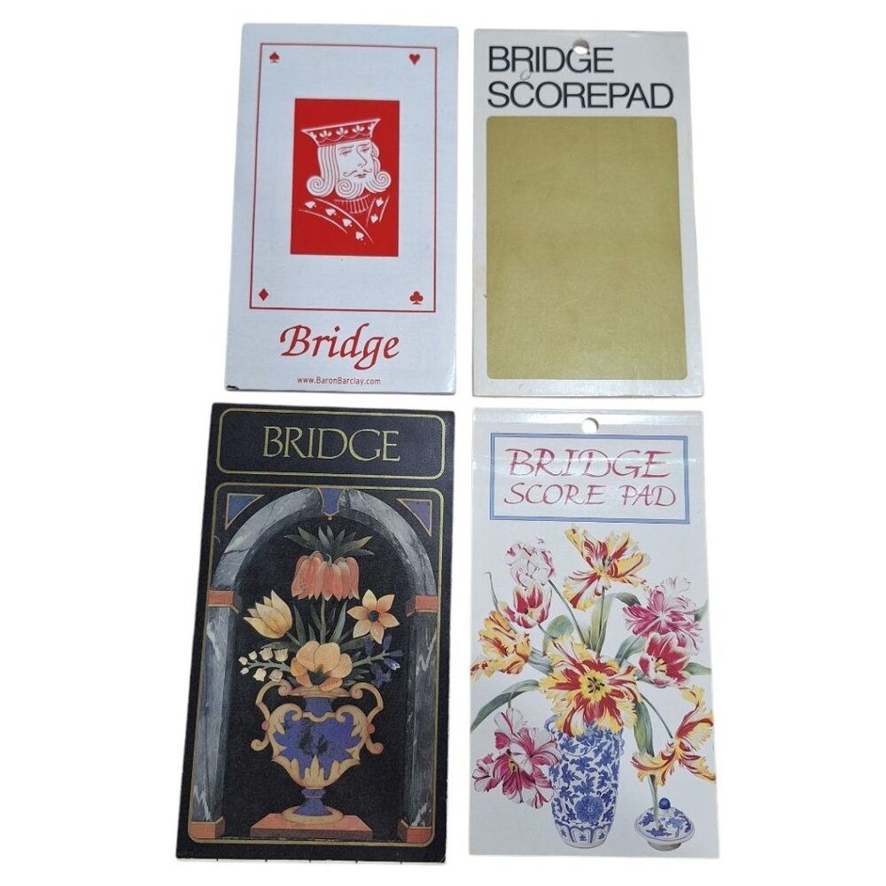 Bridge Score Cards Vintage Notebook Scratch Pads Card Game Flowers Set of 4